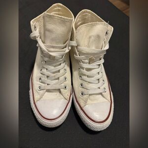 Converse High-Top Sneakers in Cream and Red